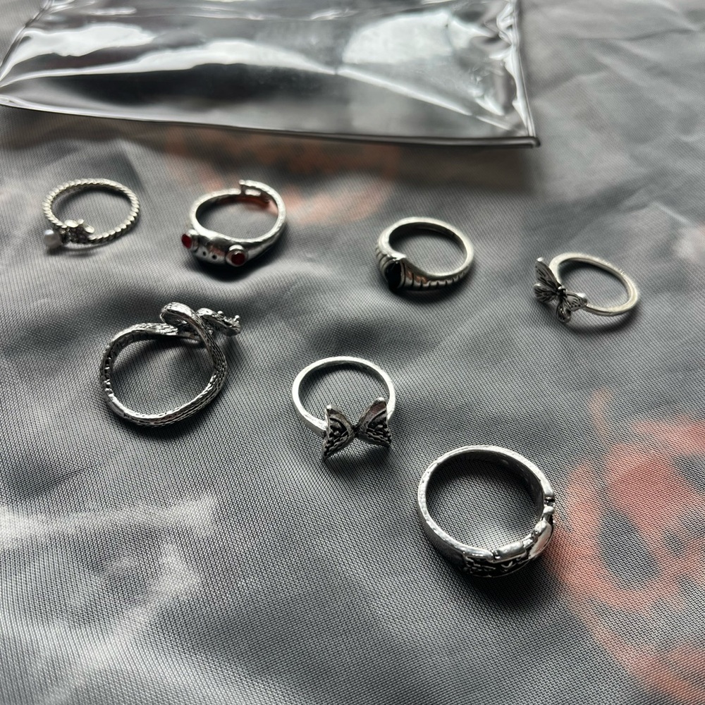 Silver Ring Set with Unique Designs